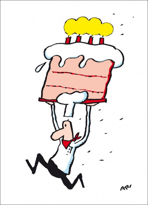Geburtstagstorte Cartoon
 Ari Plikat Illustration Geburtstagstorte