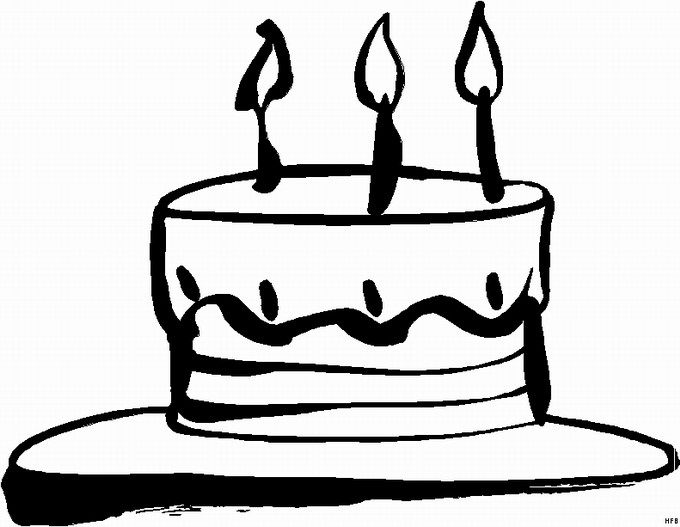 Geburtstagstorte Clipart Schwarz Weiß
 Torte Mit Drei Kerzen Ausmalbild & Malvorlage Gemischt