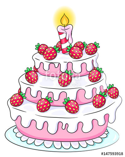 Geburtstagstorte Gezeichnet
"Süße Erdbeertorte Vektor Illustration" Stockfotos und