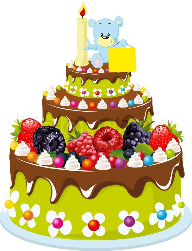 Geburtstagstorte Zeichnung
 Geburtstagskuchen Vektorgrafik