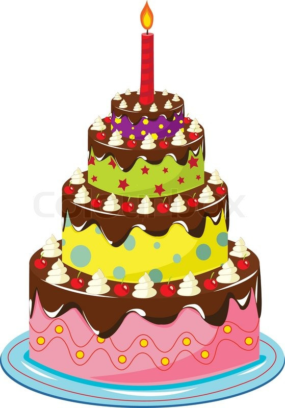 Geburtstagstorte Zeichnung
 Geburtstagstorte weiß Vektorgrafik