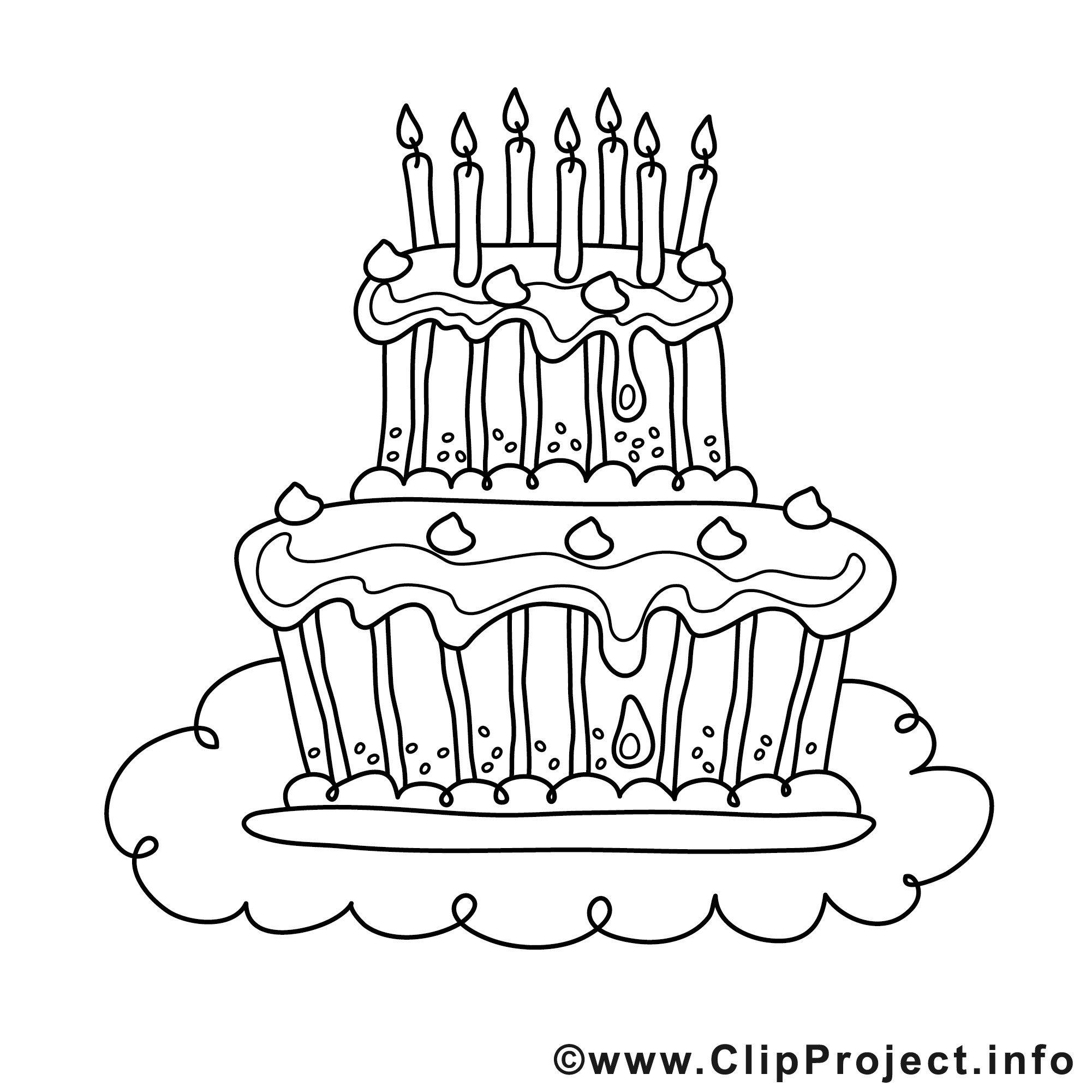 Geburtstagstorte Zum Ausmalen
 Kuchen Mit Kerzen Bild Zum Ausmalen Malvorlage