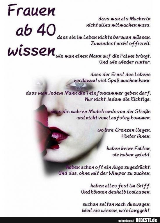 Geburtstagswünsche 40 Lustig
 Frauen ab 40 wissen