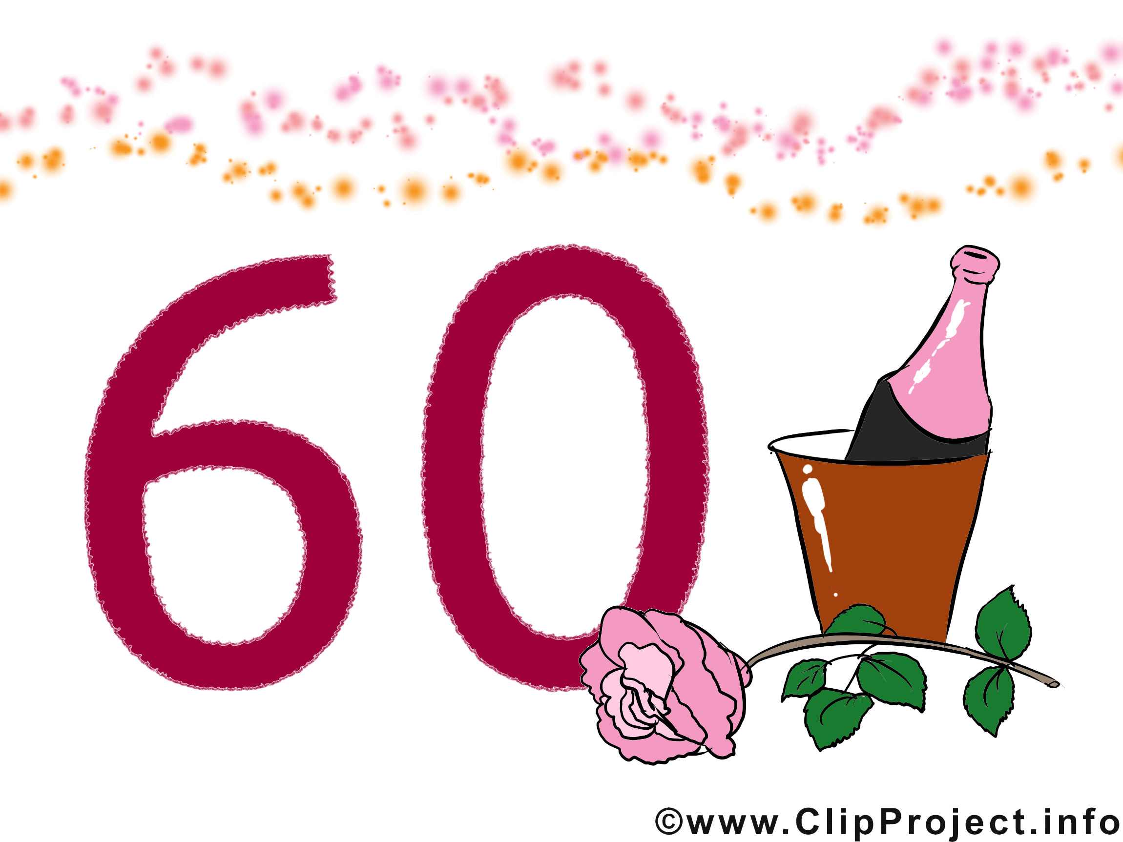 Geburtstagswünsche 60. Geburtstag
 Geburtstagswünsche zum 60 Glückwunschkarte Clipart Bild