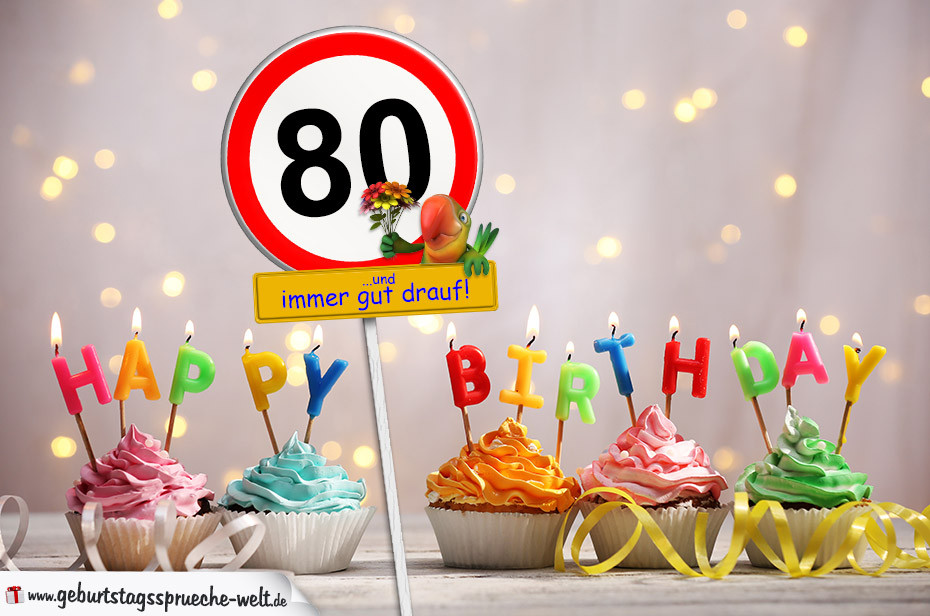 Geburtstagswünsche 65
 80 Geburtstag Geburtstagswünsche mit Schild und Alter auf
