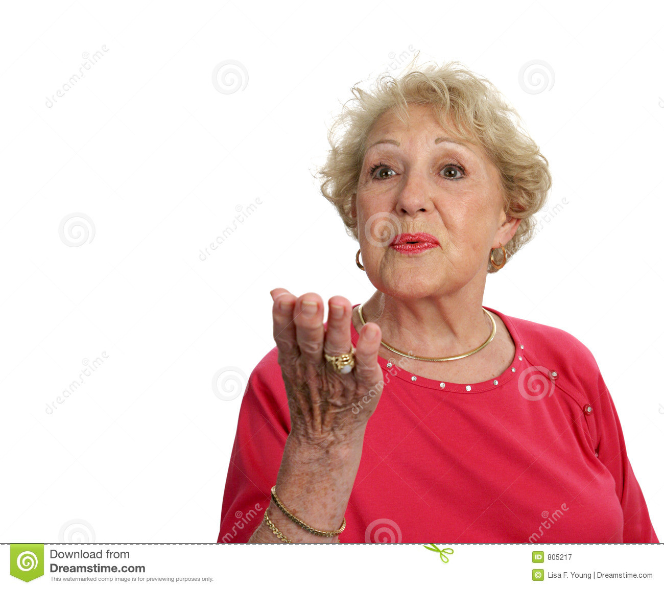 Geburtstagswünsche Ältere Dame
 Ältere Dame Blows Ein Kuss Lizenzfreie Stockfotografie