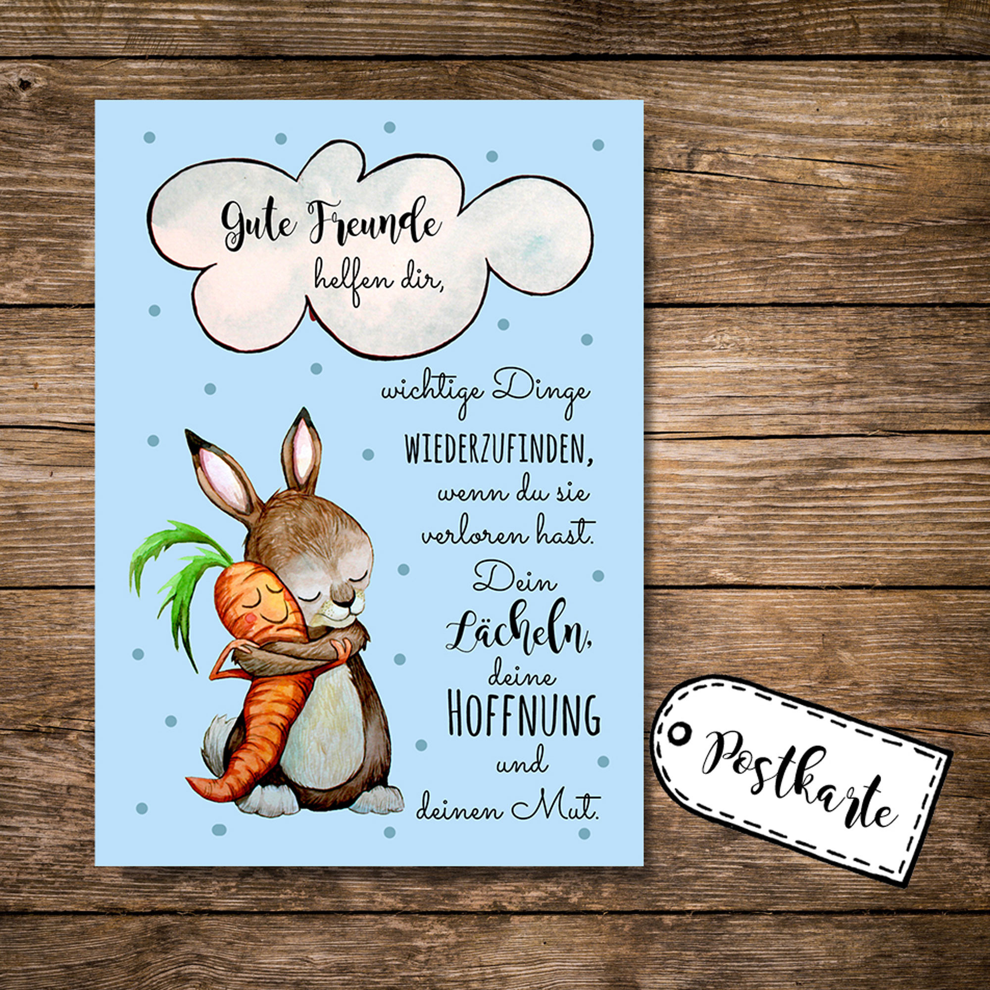 Geburtstagswünsche Für Gute Freunde
 A6 Postkarte Grußkarte Karte Print Illustration Hase und