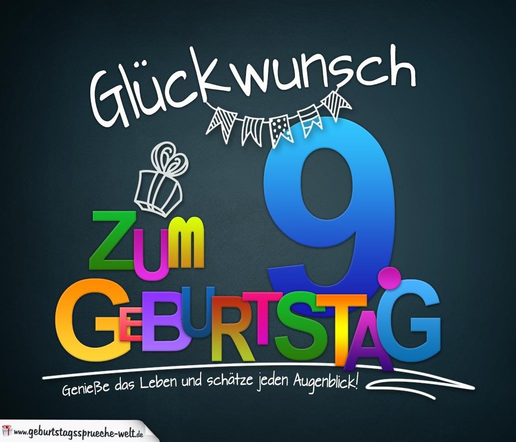 Geburtstagswünsche Für Kinder 12 Jahre
 SprC3BCche zum 9 Geburtstag Karte mit schC3B6nem Spruch