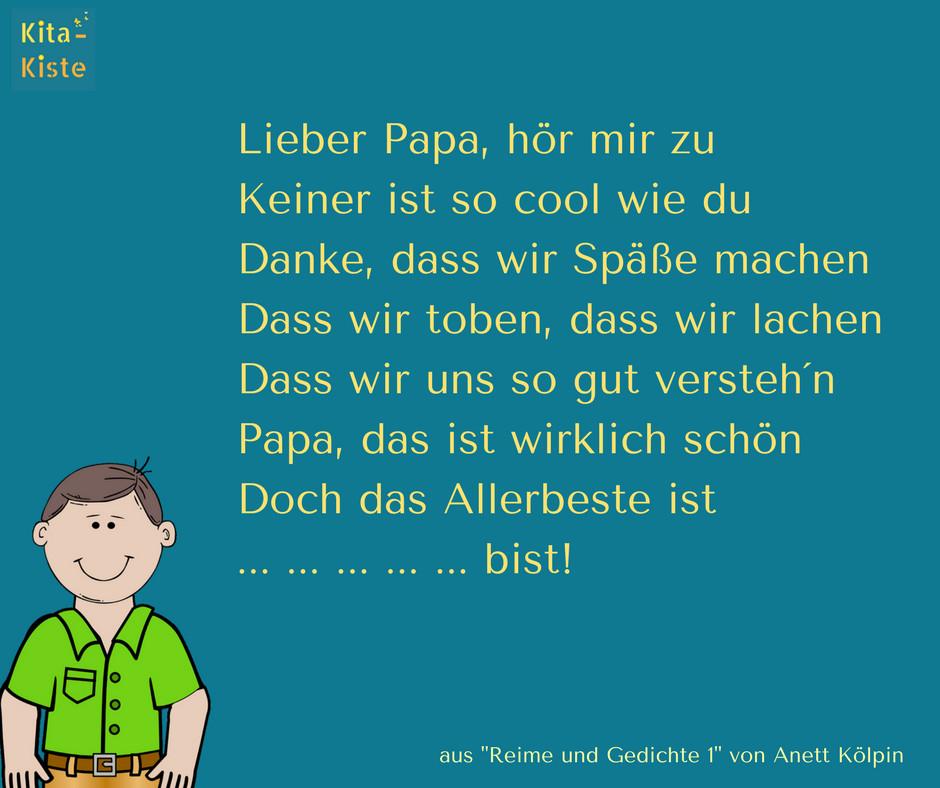 Geburtstagswünsche Für Papa Von Kindern
 "Lieber Papa " Vatertag Gedicht aus "Reime 1" der