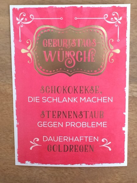 Geburtstagswünsche Retro
 Postkarte "Geburtstagswünsche Schokokekse schlank