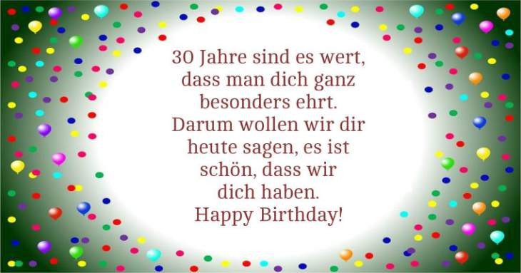 Geburtstagswünsche Zum 30. Geburtstag
 Bildergalerie Lustige Glückwünsche und Sprüche zum 30