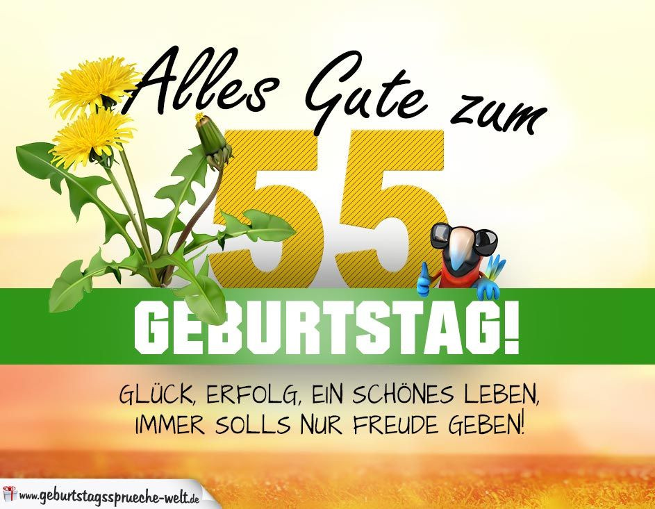 Geburtstagswünsche Zum 55
 55 Geburtstag Geburtstagskarte ALLES GUTE mit schönem