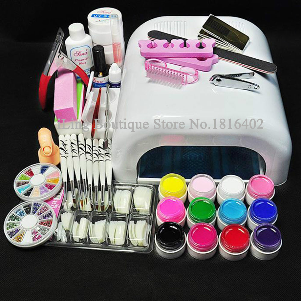 Gel Maniküre Set
 Professional Full Set UV Gel Kit Nail Art Set 36W Nail