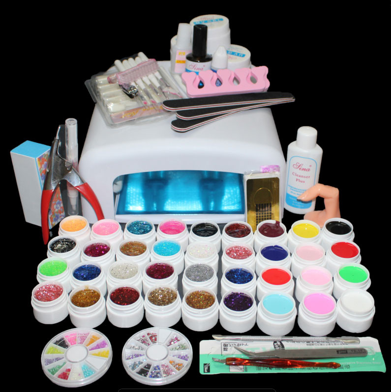 Gel Maniküre Set
 New Pro 36W UV GEL White Lamp & 36 Color UV Gel Nail Art