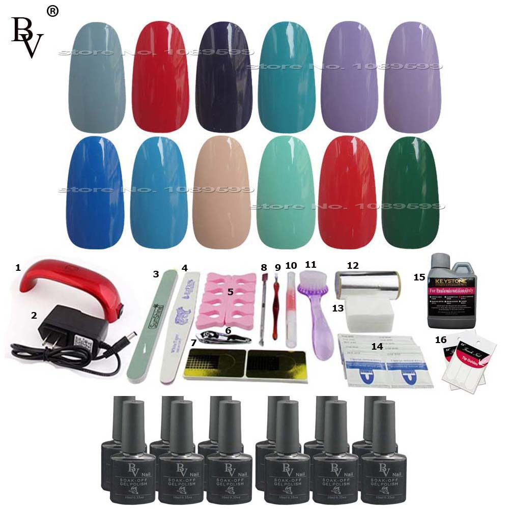 Gel Maniküre Set
 12pcs BV nail tools uv lamp gel nail polish set kit