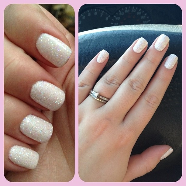 Gel Maniküre
 Baby shower 3D glitter nails White gel manicure with