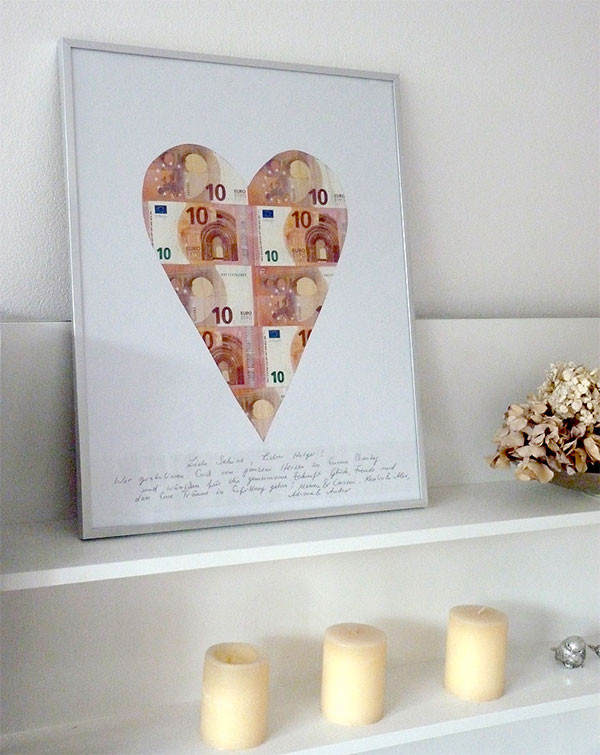 Geldgeschenke Hochzeit Verpacken
 Geldgeschenke originell verpacken Herz aus Scheinen