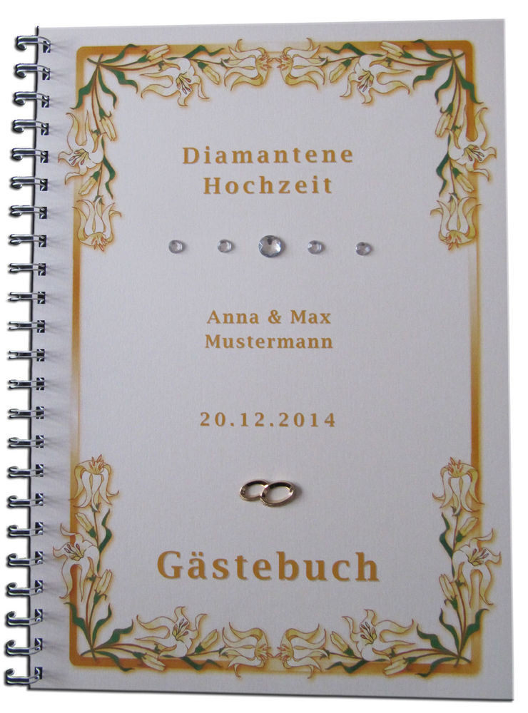 Geschenk Diamantene Hochzeit
 Gästebuch Fotoalbum Diamantene Hochzeit Geschenk Einladung