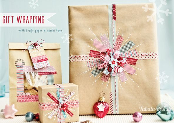 Geschenke Einpacken Weihnachten
 diy t wrapping using washi tape and kraft paper