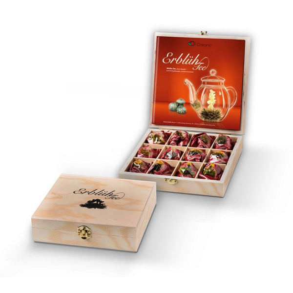 Geschenke Für Schwiegereltern
 Creano Erblüh Tee 12er Set Weißer Tee in Holz Präsentbox