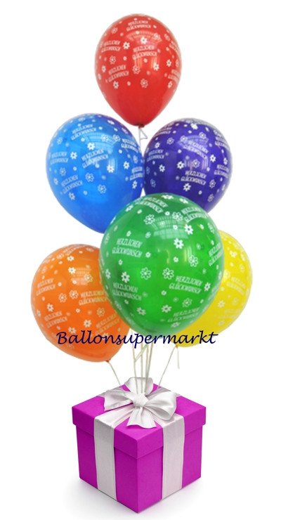 Geschenke Im Luftballon
 Ballonsupermarkt lineshop Maxi Set 6 100 bunte