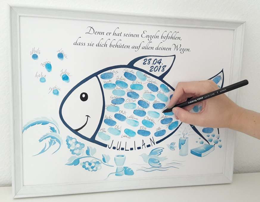 Geschenke Kommunion
 Glückwunschkarten Fingerabdruck Fisch Kommunion Geschenk
