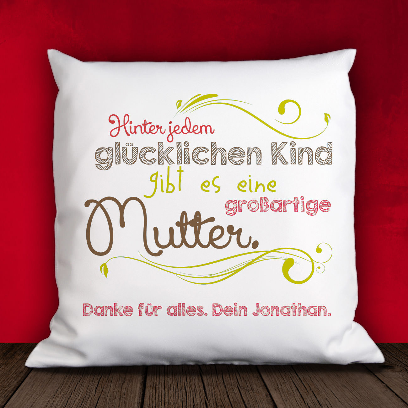 Geschenke Online
 Kissen zum Muttertag mit persoenlichem Gruss