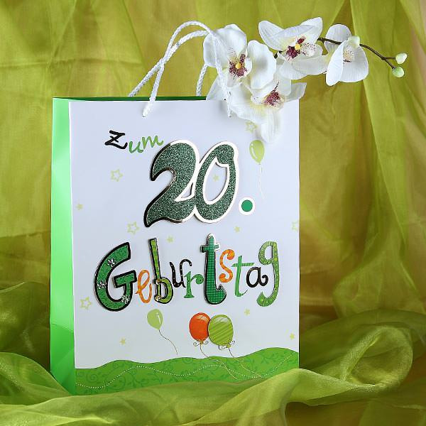 Geschenke Zum 20
 Geschenktüte zum 20 Geburtstag mit Glitter