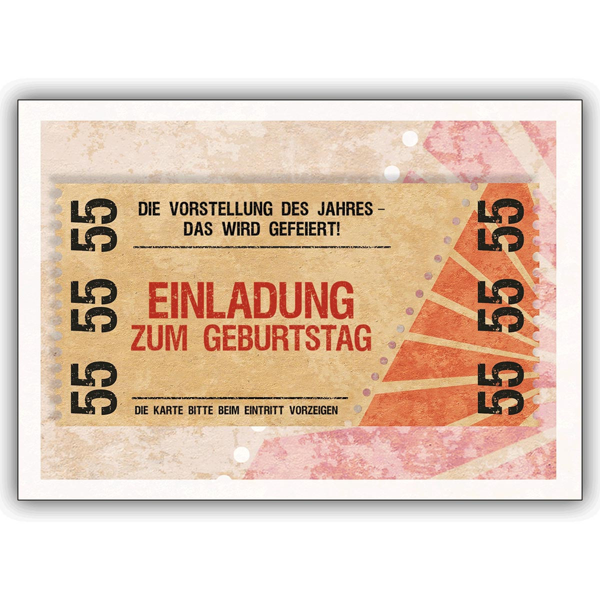 Geschenke Zum 55 Geburtstag
 Party Einladungskarte zum 55 Geburtstag im coolen Ticket