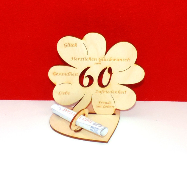 Geschenke Zum 60 Hochzeitstag
 Gastgeschenke Geldgeschenk zum 60 Geburtstag Kleeblatt