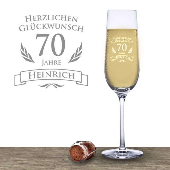 Geschenke Zum 70 Geburtstag
 Sektglas zum 70 Geburtstag individuell graviertes Sektglas
