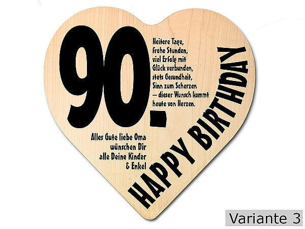 Geschenke Zum 90. Geburtstag Mann
 Herz Holzschild zum 90 Geburtstag 18x18x1 cm mit Ihrem