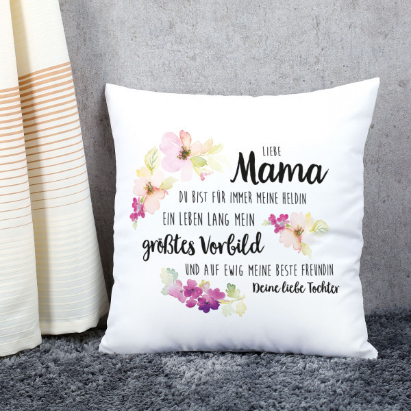 Geschenke Zum Geburtstag Mama
 Kissen zum Muttertag mit Blumen Watercolor Motiv