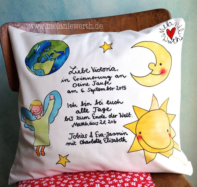 Geschenke Zur Einschulung Patenkind
 Weltall Sonne Mond und ein Engel Kissenbezug zur Taufe