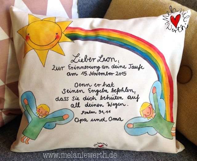 Geschenke Zur Einschulung Patenkind
 Leon Engel Engel Sonne und ein Regenbogen Kissenbezug