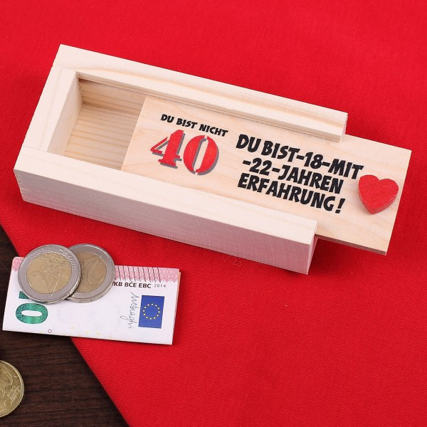 Geschenkideen Zum 40 Geburtstag
 Geldgeschenk zum 40 Geburtstag in Holzkiste