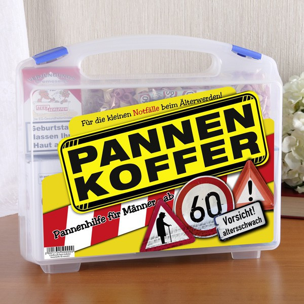 Geschenkideen Zum 60 Geburtstag
 Pannen Koffer zum 60 Geburtstag gefüllt mit 8