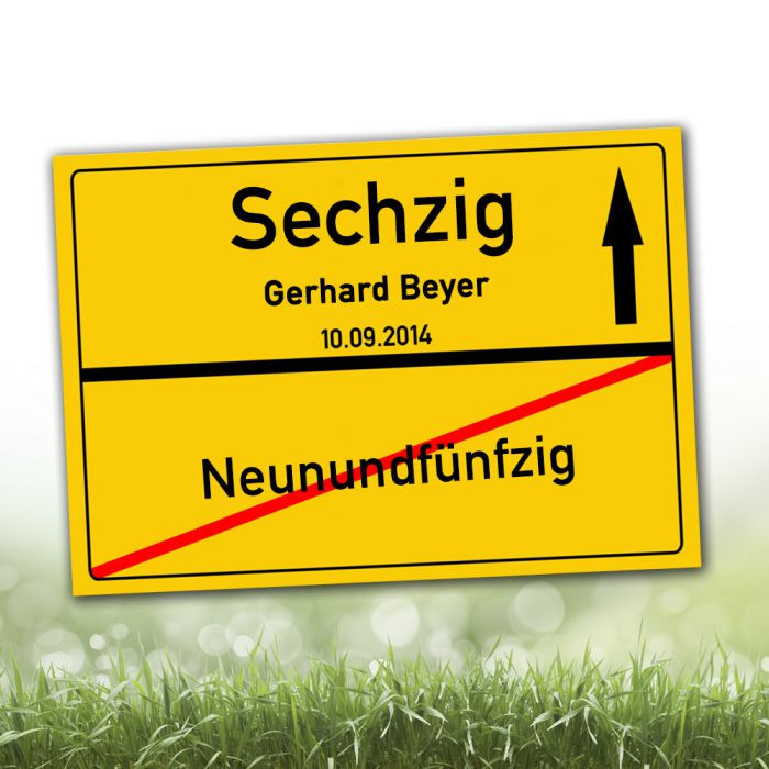 Geschenkideen Zum 60 Geburtstag
 Personalisiertes Ortsschilderbild 60 Geburtstag