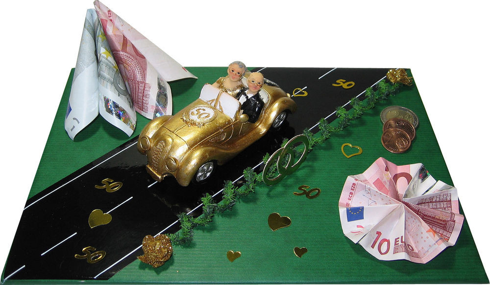 Goldene Hochzeit Geldgeschenk
 Geldgeschenk Goldene Hochzeit Brautpaar mit Auto 50 Jahre