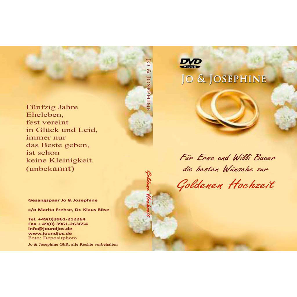 Goldene Hochzeit Glückwunsch
 Zur Goldenen Hochzeit personalisierte DVD schenken