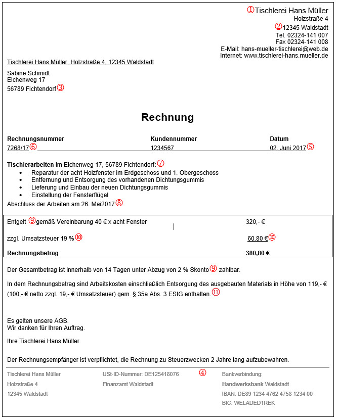 Haftungsausschluss Muster Handwerk
 Rechnung – Das muss drinstehen für Handwerker