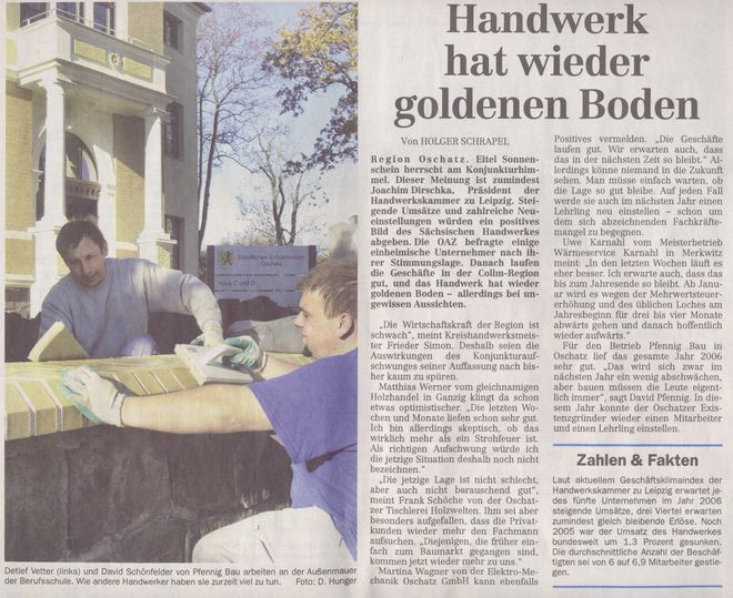 Handwerk Hat Goldenen Boden
 Pfennig Bau GmbH & Co KG Presse Handwerk hat wieder
