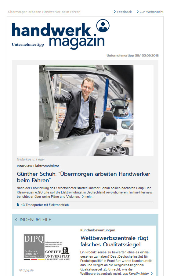 Handwerk Magazin
 handwerk magazin Das Wirtschaftsmagazin im Handwerk