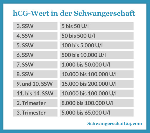 Hcg Werte Tabelle
 Schwangerschaftshormon hCG und hCG Wert