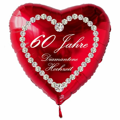 Hochzeit 60 Jahre
 Roter Herzluftballon "60 Jahre Diamantene Hochzeit