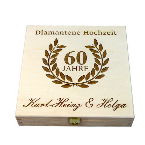 Hochzeit 60 Jahre
 Glückshufeisen mit Geschenkbox "Diamantene Hochzeit 60