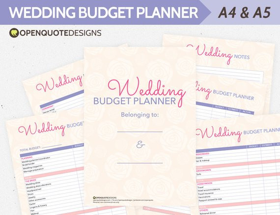 Hochzeit Budget
 Hochzeit planen Hochzeit Bud Planner Checkliste