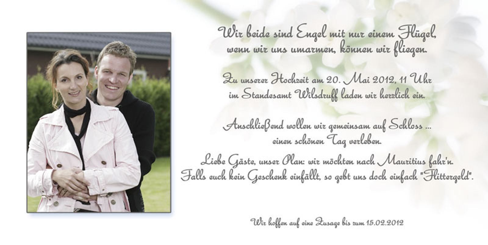 Hochzeit Danksagung Text
 dankeskarten hochzeit dankeskarte hochzeit text