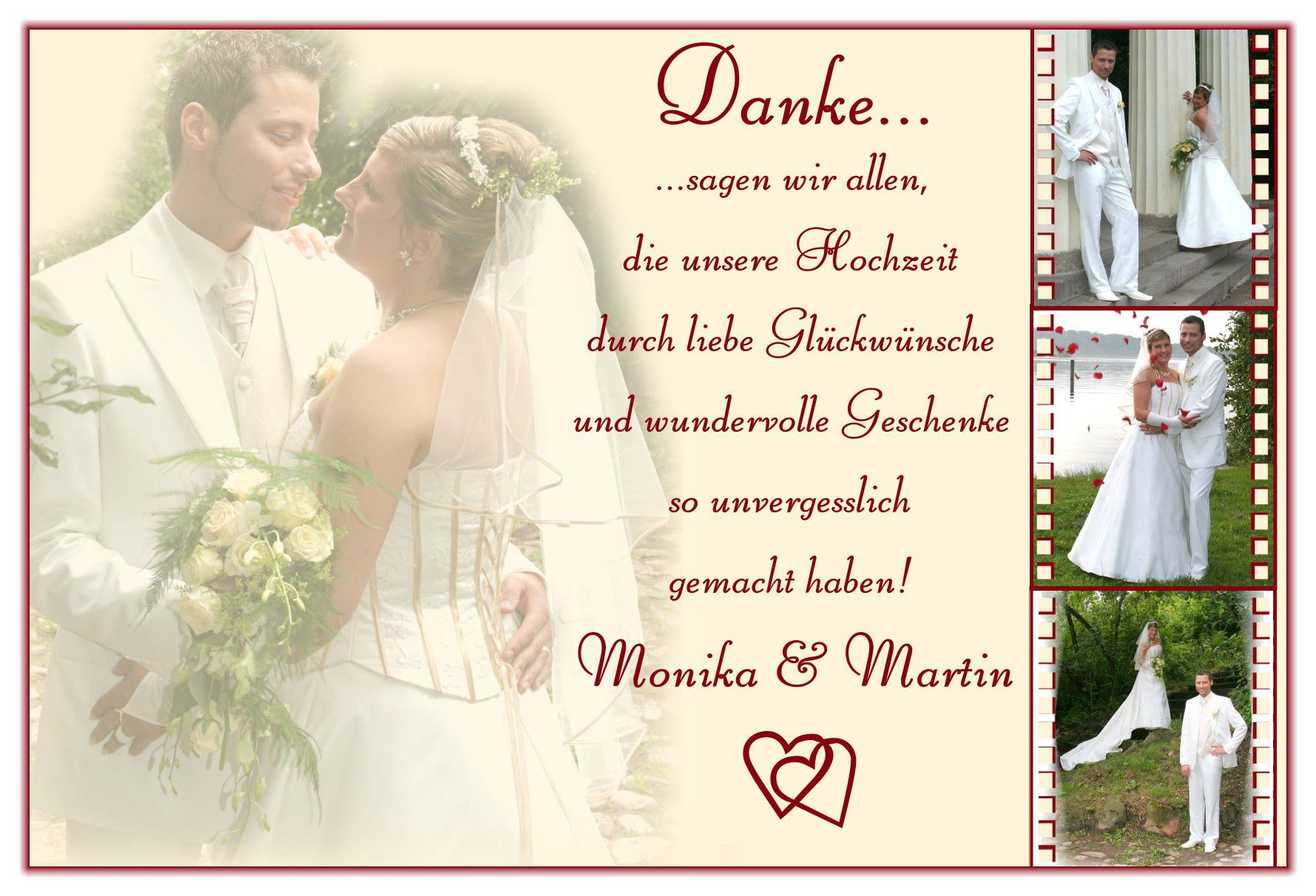 Hochzeit Danksagung Text
 Dankeskarten Hochzeit