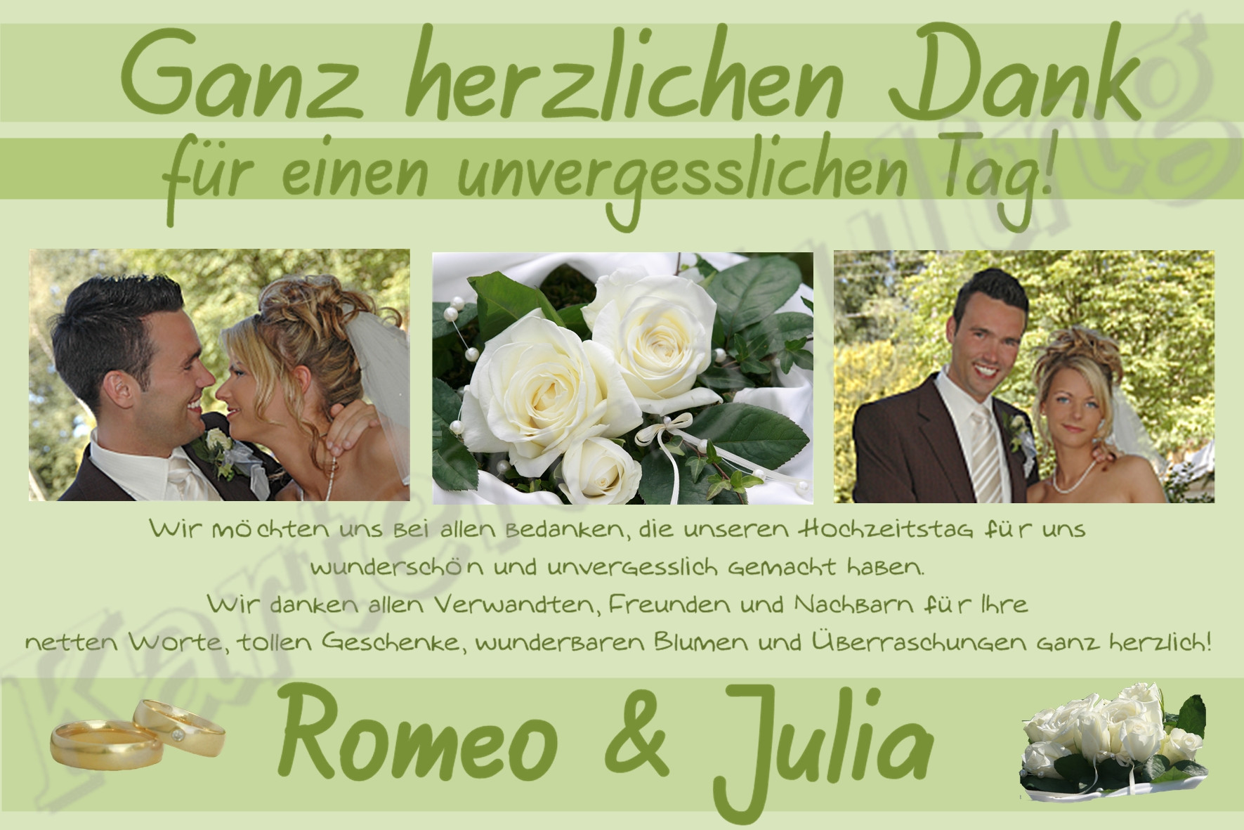 Hochzeit Danksagung Text
 Danksagung Einladung Hochzeit Pappkarte Foto